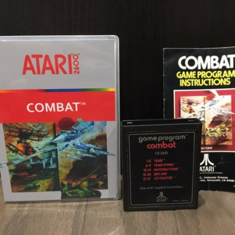 Combat Atari 2600 Game Cartridge w/ Original Manual & Custom Hard Case CX2601